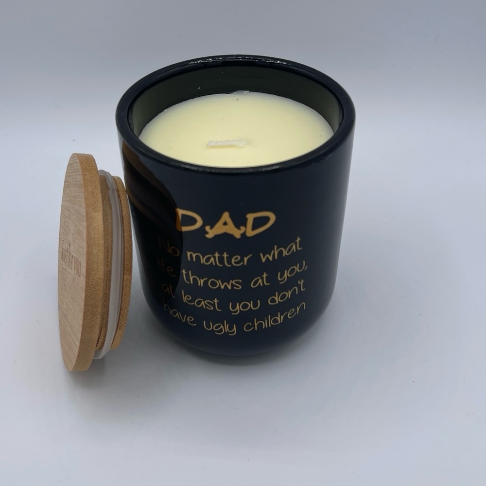 Elegant Black and Gold Candle Holder with Wooden Lid
